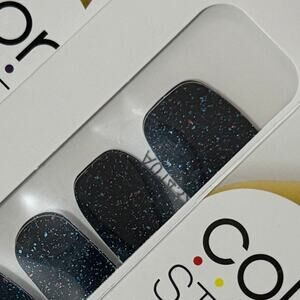 New Color Street “Supernova” Carbon Black with Red and Blue Flake Nail Strips